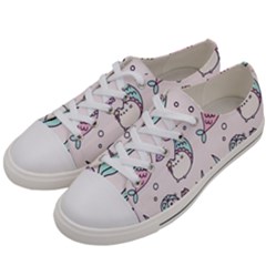 Cartoon Cat Cute Animal Kawaii Pastel Pattern Women s Low Top Canvas Sneakers by Ndabl3x