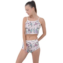 Cartoon Cat Cute Animal Kawaii Pastel Pattern Summer Cropped Co-ord Set by Ndabl3x