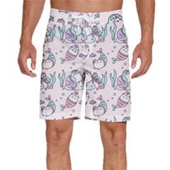 Cartoon Cat Cute Animal Kawaii Pastel Pattern Men s Beach Shorts by Ndabl3x