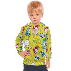 Robot Pattern Kids  Hooded Pullover by Ndabl3x