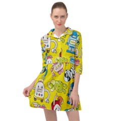 Robot Pattern Mini Skater Shirt Dress by Ndabl3x