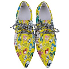 Robot Pattern Pointed Oxford Shoes