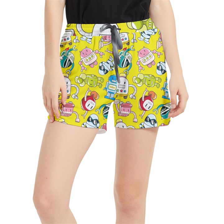 Robot Pattern Women s Runner Shorts