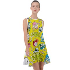 Robot Pattern Frill Swing Dress by Ndabl3x