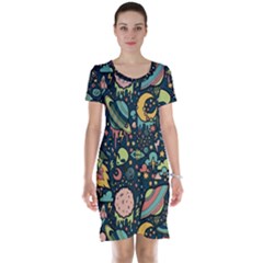 Alien Rocket Space Aesthetic Short Sleeve Nightdress by Ndabl3x