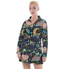 Alien Rocket Space Aesthetic Women s Long Sleeve Casual Dress by Ndabl3x