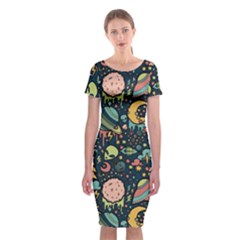 Alien Rocket Space Aesthetic Classic Short Sleeve Midi Dress by Ndabl3x