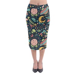 Alien Rocket Space Aesthetic Midi Pencil Skirt by Ndabl3x