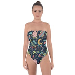 Alien Rocket Space Aesthetic Tie Back One Piece Swimsuit by Ndabl3x