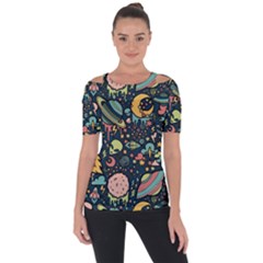 Alien Rocket Space Aesthetic Shoulder Cut Out Short Sleeve Top by Ndabl3x