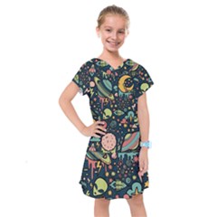 Alien Rocket Space Aesthetic Kids  Drop Waist Dress by Ndabl3x