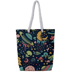 Alien Rocket Space Aesthetic Full Print Rope Handle Tote (small) by Ndabl3x