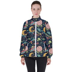 Alien Rocket Space Aesthetic Women s High Neck Windbreaker by Ndabl3x