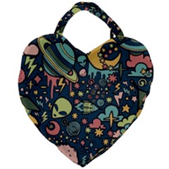 Alien Rocket Space Aesthetic Giant Heart Shaped Tote by Ndabl3x