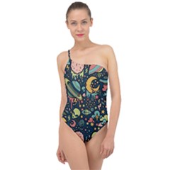 Alien Rocket Space Aesthetic Classic One Shoulder Swimsuit by Ndabl3x