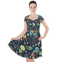 Alien Rocket Space Aesthetic Cap Sleeve Midi Dress by Ndabl3x