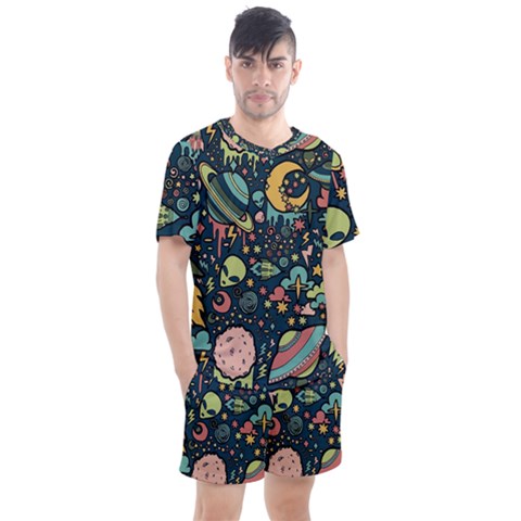 Alien Rocket Space Aesthetic Men s Mesh T-shirt And Shorts Set by Ndabl3x