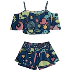 Alien Rocket Space Aesthetic Kids  Off Shoulder Skirt Bikini by Ndabl3x