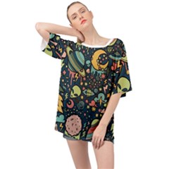 Alien Rocket Space Aesthetic Oversized Chiffon Top by Ndabl3x