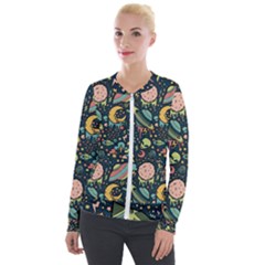 Alien Rocket Space Aesthetic Velvet Zip Up Jacket by Ndabl3x