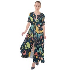 Alien Rocket Space Aesthetic Waist Tie Boho Maxi Dress by Ndabl3x