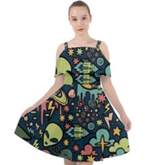 Alien Rocket Space Aesthetic Cut Out Shoulders Chiffon Dress by Ndabl3x