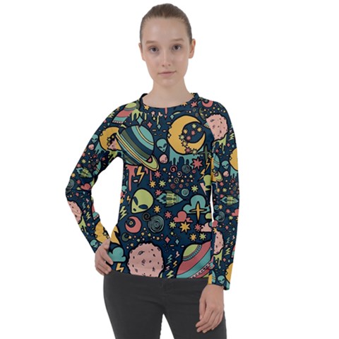 Alien Rocket Space Aesthetic Women s Long Sleeve Raglan T-shirt by Ndabl3x