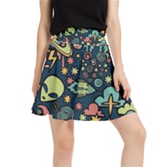 Alien Rocket Space Aesthetic Waistband Skirt by Ndabl3x