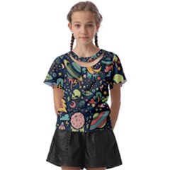 Alien Rocket Space Aesthetic Kids  Front Cut T-shirt by Ndabl3x