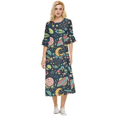 Alien Rocket Space Aesthetic Double Cuff Midi Dress by Ndabl3x