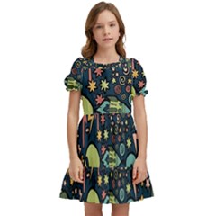 Alien Rocket Space Aesthetic Kids  Puff Sleeved Dress by Ndabl3x