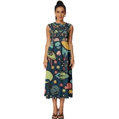 Alien Rocket Space Aesthetic Sleeveless Round Neck Midi Dress by Ndabl3x