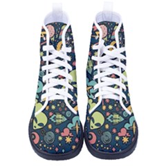 Alien Rocket Space Aesthetic Men s High-top Canvas Sneakers by Ndabl3x