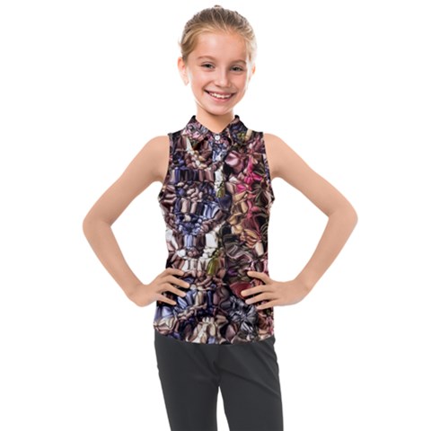 Melting Stitches Kids  Sleeveless Polo T-shirt by kaleidomarblingart