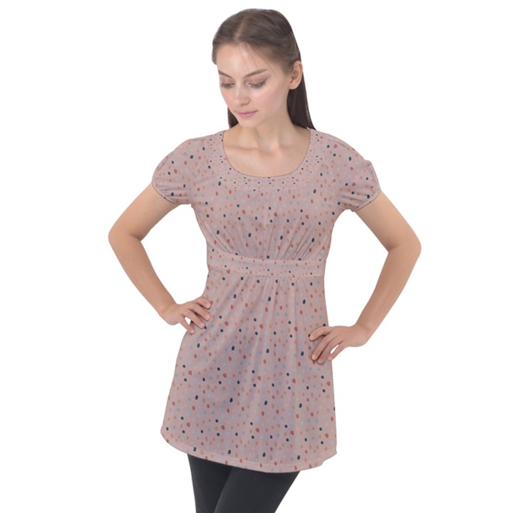 Punkte Puff Sleeve Tunic Top