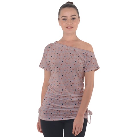 Punkte Off Shoulder Tie-up T-shirt by zappwaits