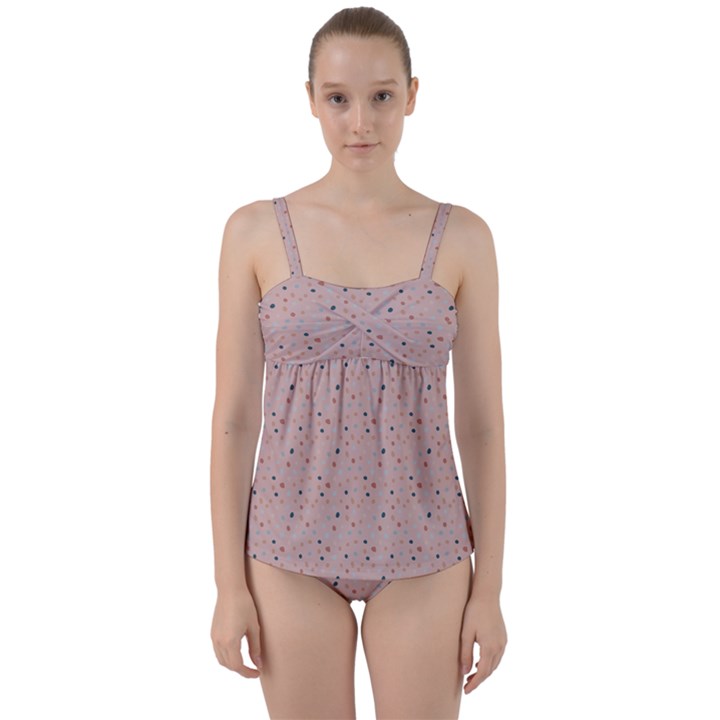 Punkte Twist Front Tankini Set