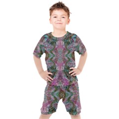 October Pour Blend  Kids  T-shirt And Shorts Set by kaleidomarblingart