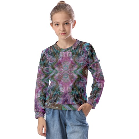 October Pour Blend  Kids  Long Sleeve T-shirt With Frill  by kaleidomarblingart