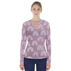 Pattern V-neck Long Sleeve Top by zappwaits