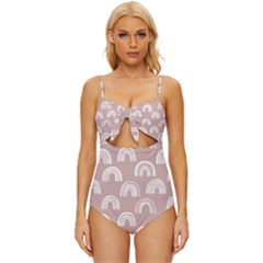 Pattern Knot Front One-piece Swimsuit by zappwaits