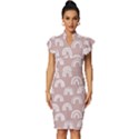 Pattern Vintage Frill Sleeve V-Neck Bodycon Dress View1