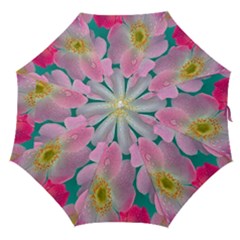 Pink Neon Flowers, Flower Straight Umbrellas by nateshop