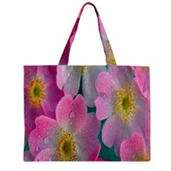 Pink Neon Flowers, Flower Zipper Mini Tote Bag