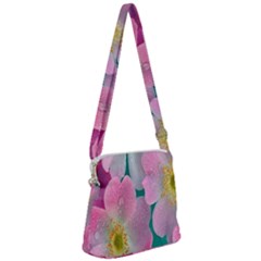 Pink Neon Flowers, Flower Zipper Messenger Bag by nateshop