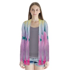 Pink Neon Flowers, Flower Drape Collar Cardigan by nateshop