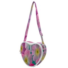 Pink Neon Flowers, Flower Heart Shoulder Bag by nateshop