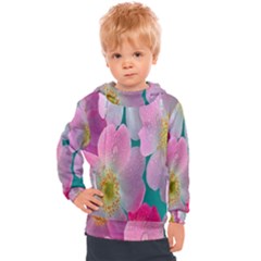 Pink Neon Flowers, Flower Kids  Hooded Pullover by nateshop