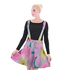 Pink Neon Flowers, Flower Suspender Skater Skirt by nateshop