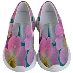 Pink Neon Flowers, Flower Kids Lightweight Slip Ons by nateshop